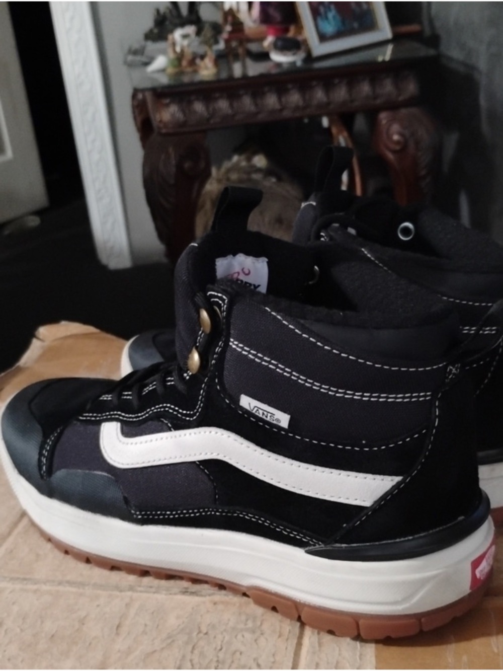 Vans Men's Black High-Top Sneakers with White Side Stripe
